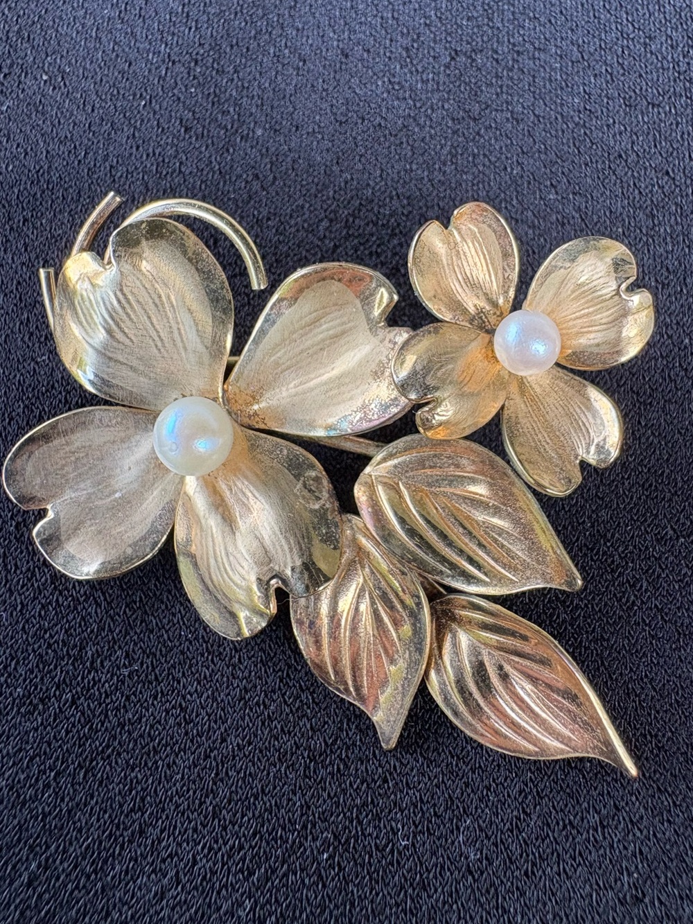 Vintage Harry S. Bick 12kt Gold gf Floral Pearl Accent Brooch